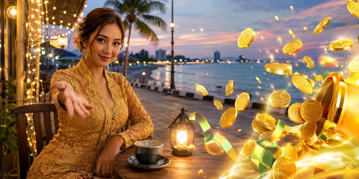 Suasana meja kasino langsung dengan diler berbusana tradisional di Kuantan Malaysia